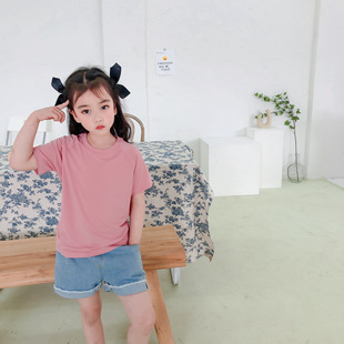 New Men's and Women's Short-sleeved T-shirt Boys and Girls Casual Loose Solid Color All-match Casual Sports Top