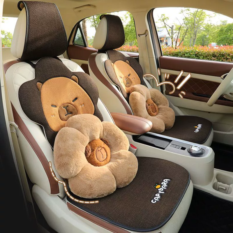 Подушка для автомобильного сиденья, универсальная, на четыре сезона, милая половина упаковки, чехол для подушки для сиденья, летняя льняная автомобильная подушка