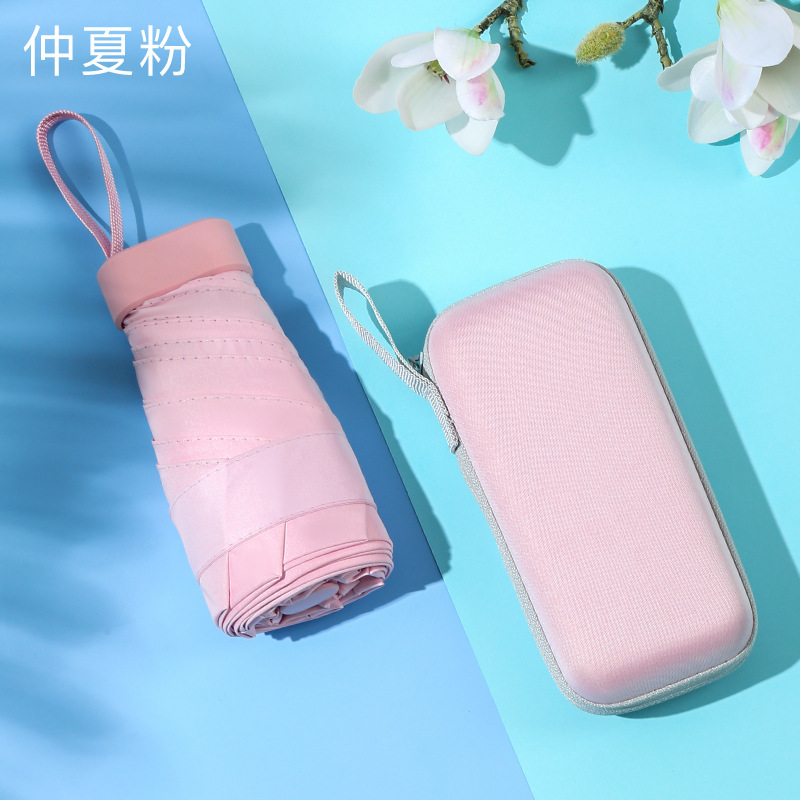Sombrilla pequeña, portátil, plana, 40% de descuento, ultraligera, protector solar, protección UV, mini paraguas de bolsillo, paraguas de tarjeta femenina
