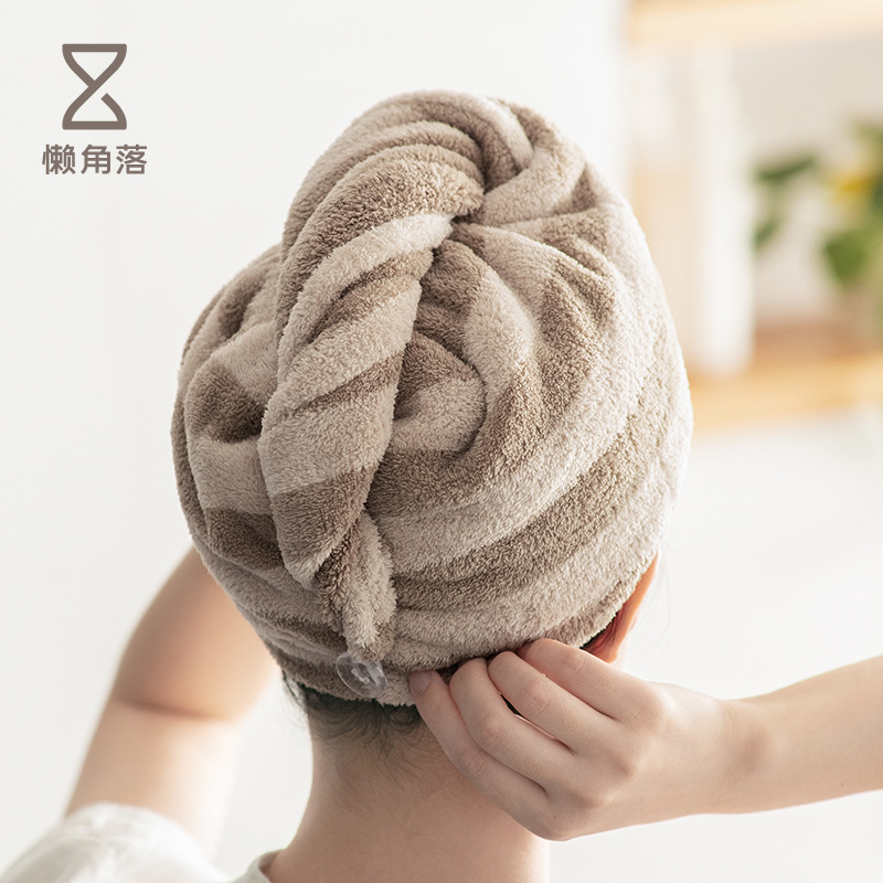 A5L coral velvet dry hair cap thickened water-absorbent simple breathable fiber washing hair quick-drying shower cap towel head wrap towel