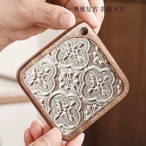 Begonia flor taza almohadilla accesorios de té decoración de mesa de té madera sólida aislamiento térmico almohadilla de té soporte de taza resistente a quemaduras