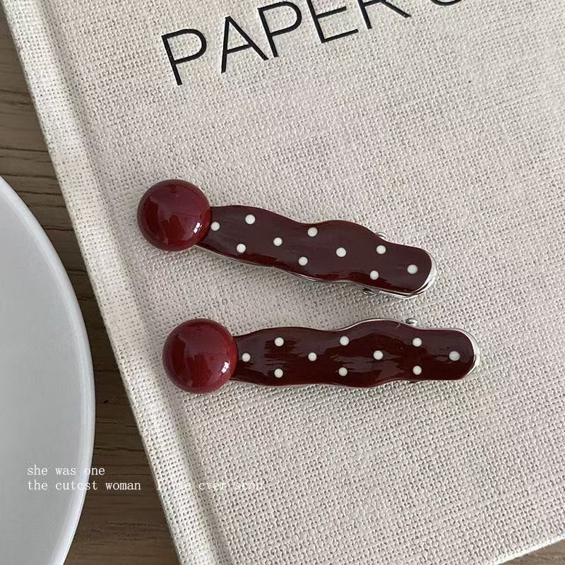 레트로 레드 - 변형 웨이브 헤어 클립