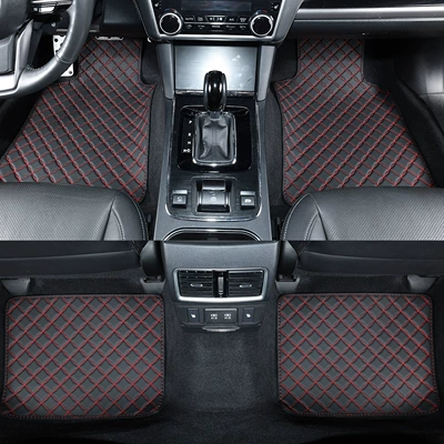 seasons, no tools required, quick | Universal Foot Pad - black-with-red-lines-square-and-circle-pattern