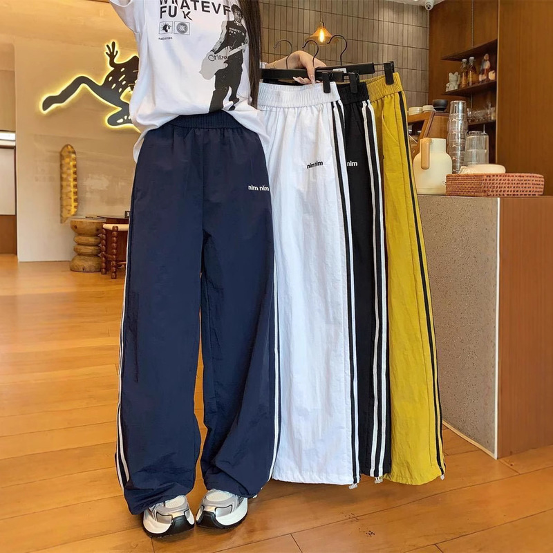 Summer American Style Hot Girl Quick-drying Overalls Women's Contrast Color Design Sense Loose Pants Casual Slimming Trousers Sports Pants