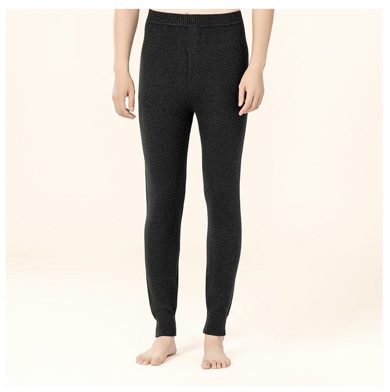Quần legging cashmere nam nữ cao cấp lưng cao giữ ấm dệt kim — Màu xám đậm của nam giới chi tiết 14