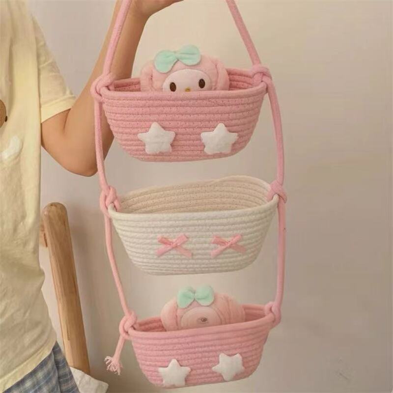 Wall-Mounted Storage Basket for Dorm Room, Cartoon Wall-Mounted Cotton Woven Creative Hanging Basket for Home Bedroom F6 Wall-Mounted Storage Basket for Dorm Room, Cartoon Wall-Mounted Cotton Woven Creative Hanging Basket for Home Bedroom F6