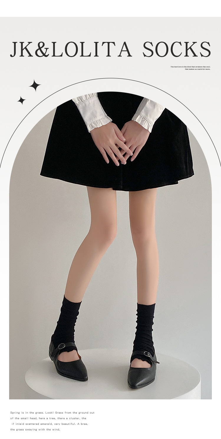 Scaldamuscoli Stivali Moda Cotone Stile Balletto Calzini Impilati Donna Primavera e Autunno Tinta Unita Legno Orecchie Bordo Tubolare Medio Lolita Ragazza Pizzo Copri Polpacci_voghion.com