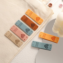 彩色LOVE爱心皮标made with超纤皮牌韩国绒标签diy头饰服装辅料