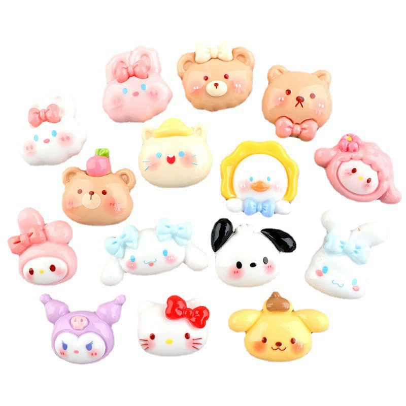 Sanrio, карикатурный кролик с аксессуарами, кремовый чехол для телефона, заколка для волос, аксессуар, веревка для волос, с малыми медведями, ручной работы