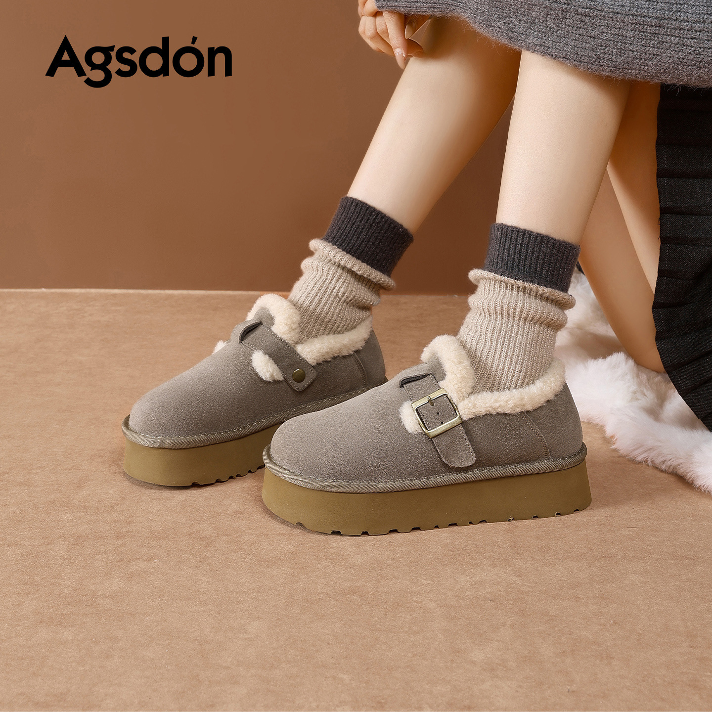 Augu Lion Deng Xiaoping Mueller zapatos mujeres 2025 nuevo otoño invierno al aire libre zapatos de algodón de nieve casuales zapatos de suela gruesa