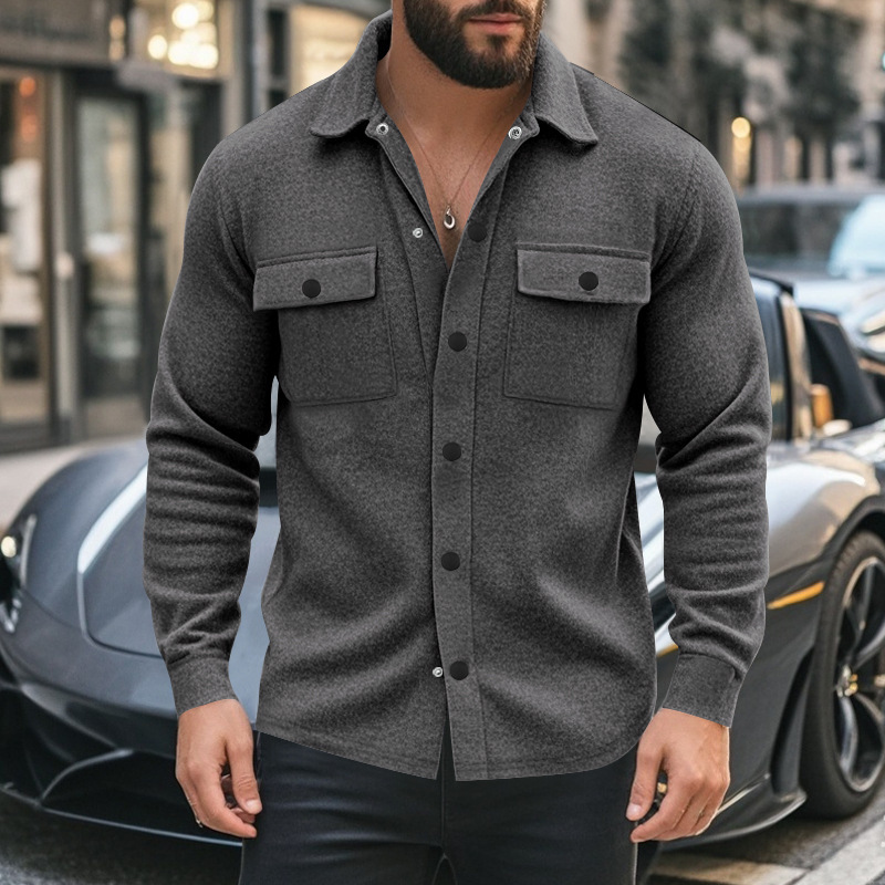 Otoño y invierno Europa y los Estados Unidos transfronterizos Amazon hombre casual con chaqueta de sola fila de botón de chaqueta de color sólido
