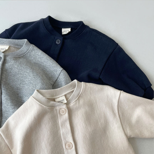 Korean Version Instagram Baby Casual Long-Sleeve Bodysuit for Boys and Girls Spring and Autumn Outdoor Wear Simple and Stylish Crawling Suit