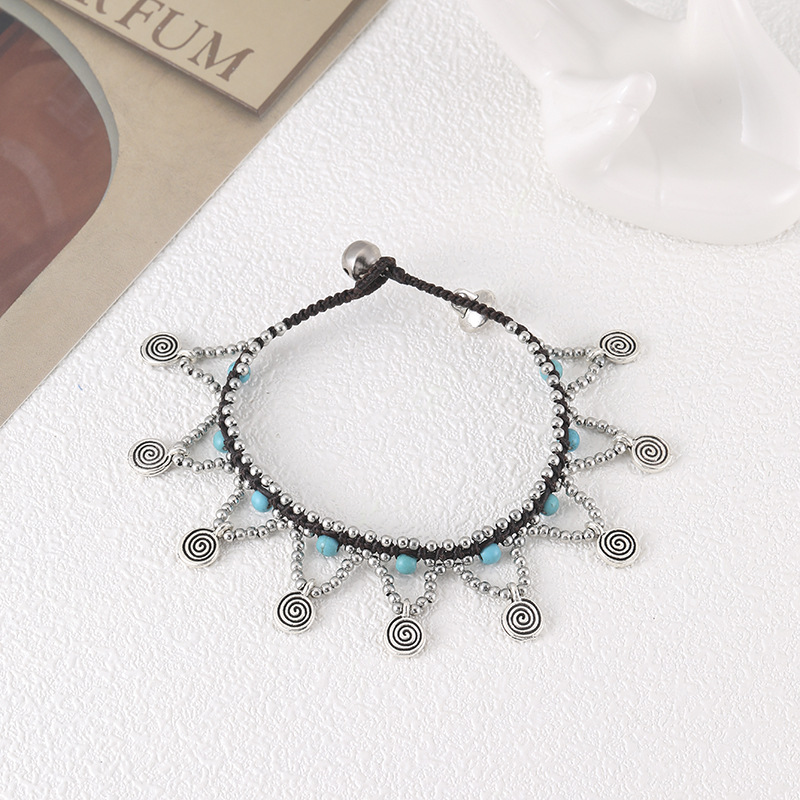 Bohemian Style Turquoise Bracelet With Beads And Copper Accessories_voghion.com