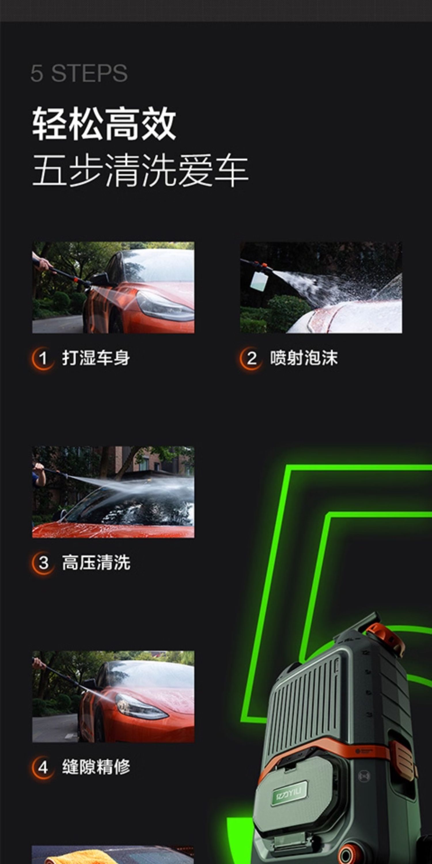 Yili Car Washing Machine 4101 Lithium Battery High-Pressure Cleaning Machine Household Car Washing Water Gun Water Tank Integrated Portable Car Washing Pump
