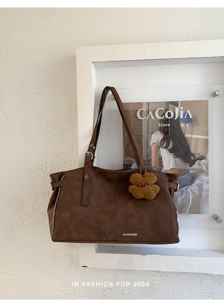 Niche Handheld Shoulder Bag New Zipper Large Capacity Tote Bag Trendy_voghion.com