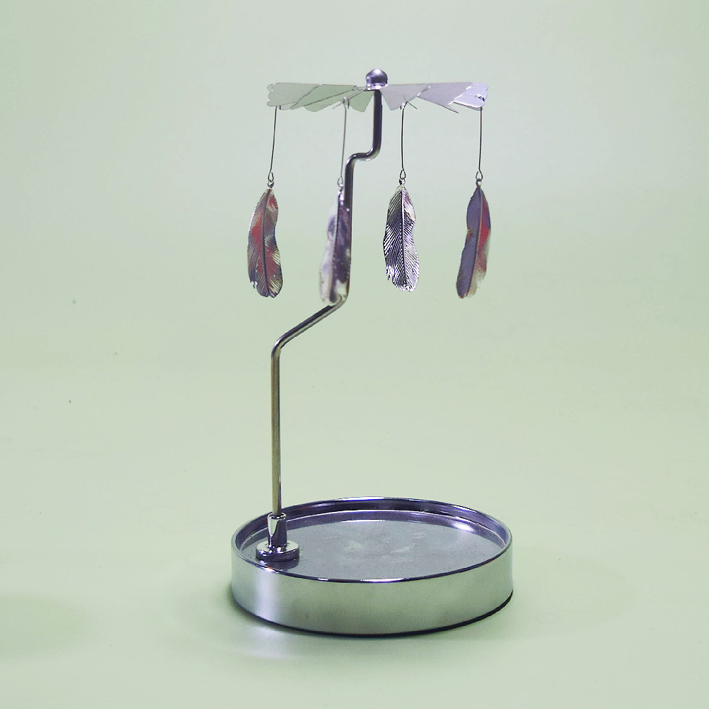 Fuente fabricante al por mayor Amazon INS bandeja redonda de acero inoxidable linterna giratoria giratoria candelabro de aromaterapia giratoria