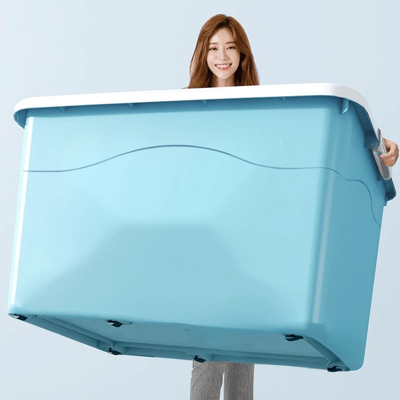 household large capacity extra large storage box seasonal plus-sized thickened storage box storage box drop-resistant transport belt pulley