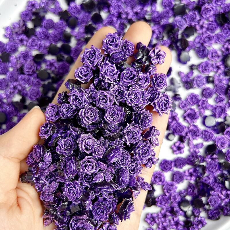 Cross-Border Hot-Selling Luminous Purple Resin Flower Soft Flower Nail Art Accessories Nail and Ear Decoration Accessories Wholesale Cross-Border Hot-Selling Luminous Purple Resin Flower Soft Flower Nail Art Accessories Nail and Ear Decoration Accessories Wholesale