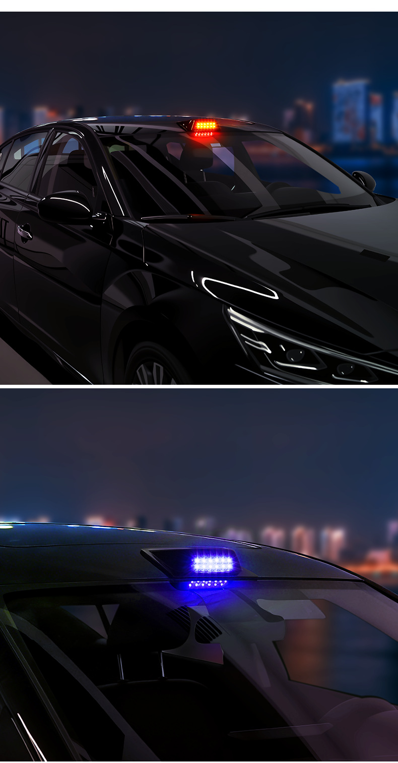 Cross-Border Solar-Powered Led Car Lights, Radar Cover Laser Lights, Vehicle-Mounted Warning Lights, Remote-Controlled Colorful Car Modification Lights