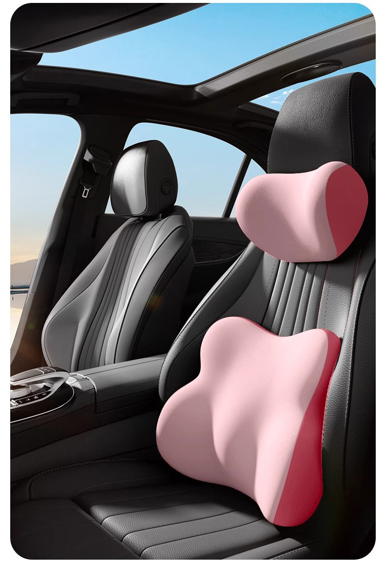 Car Headrest and Lumbar Support for Office Long Sitting, Memory Foam Slow Rebound Driver's Seat Lumbar Support Headrest