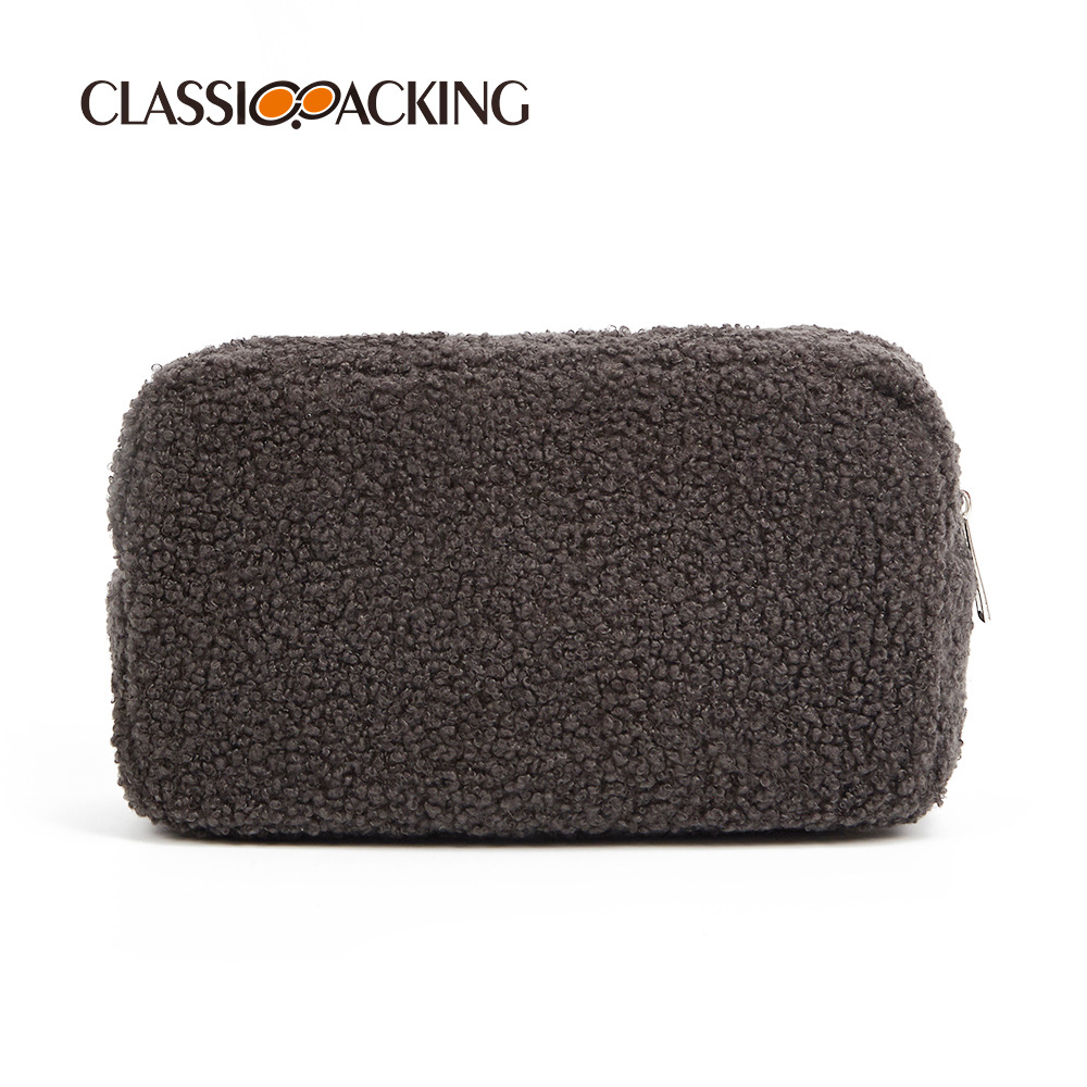 Otoño e Invierno de color sólido bolsa de terciopelo de peluche de gran capacidad suministros para el cuidado de la piel bolsa de almacenamiento portátil de viaje bolsa de felpa bolsa de cosméticos simple