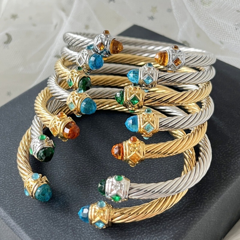 Dy Popular 5m Twisted Wire Multicolor Open Bracelet Micro-Inlaid Zirconia Jewelry Db72 Dy Popular 5m Twisted Wire Multicolor Open Bracelet Micro-Inlaid Zirconia Jewelry Db72