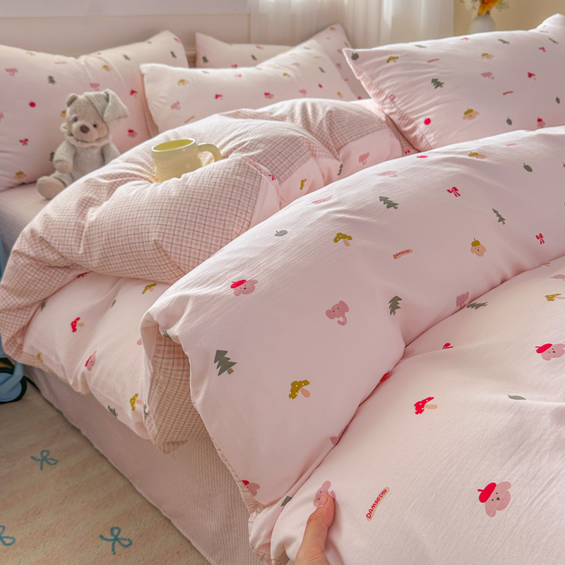 Cama de clase A ultra suave para madres y bebés con cuatro piezas de algodón puro desnudo para dormir sábanas de doble hilo cubierta dormitorio con tres y cuatro piezas