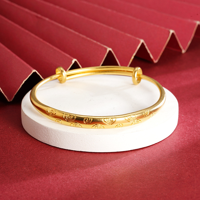 Nueva pulsera de oro de arena antigua china hereda el patrón de nubes auspiciosas, pulsera push-pull, niña, palacio retro, el viento no se desvanece durante mucho tiempo, joyería