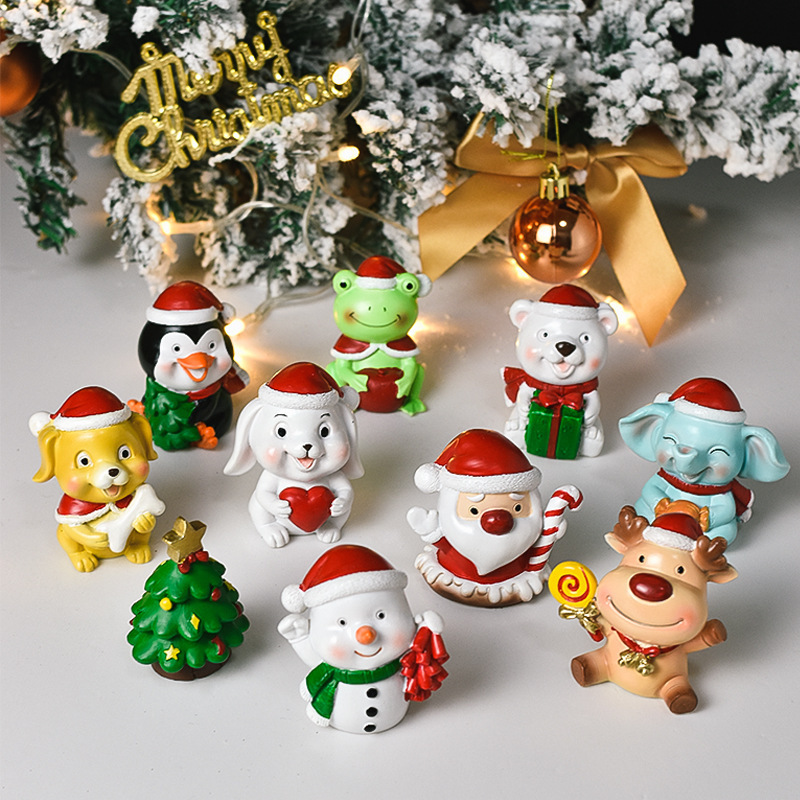 クリスマスの樹脂のデスクトップの置物は彼女にプレゼントします。|undefined
