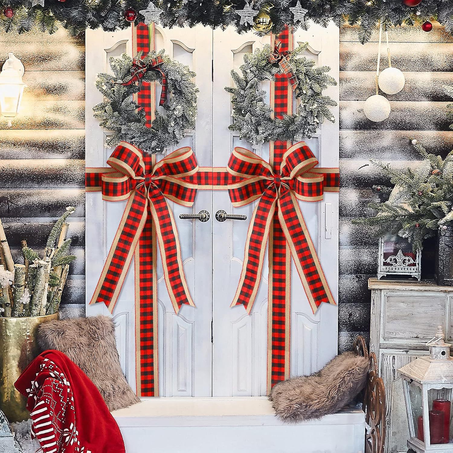 Hanging Ornaments, Decorative Props Event & Party Supplies 1 Piece Quantity Christmas Simple Style Classic Style Bow Knot Cloth Holiday Festival Hanging Ornaments Decorative Props Tableware