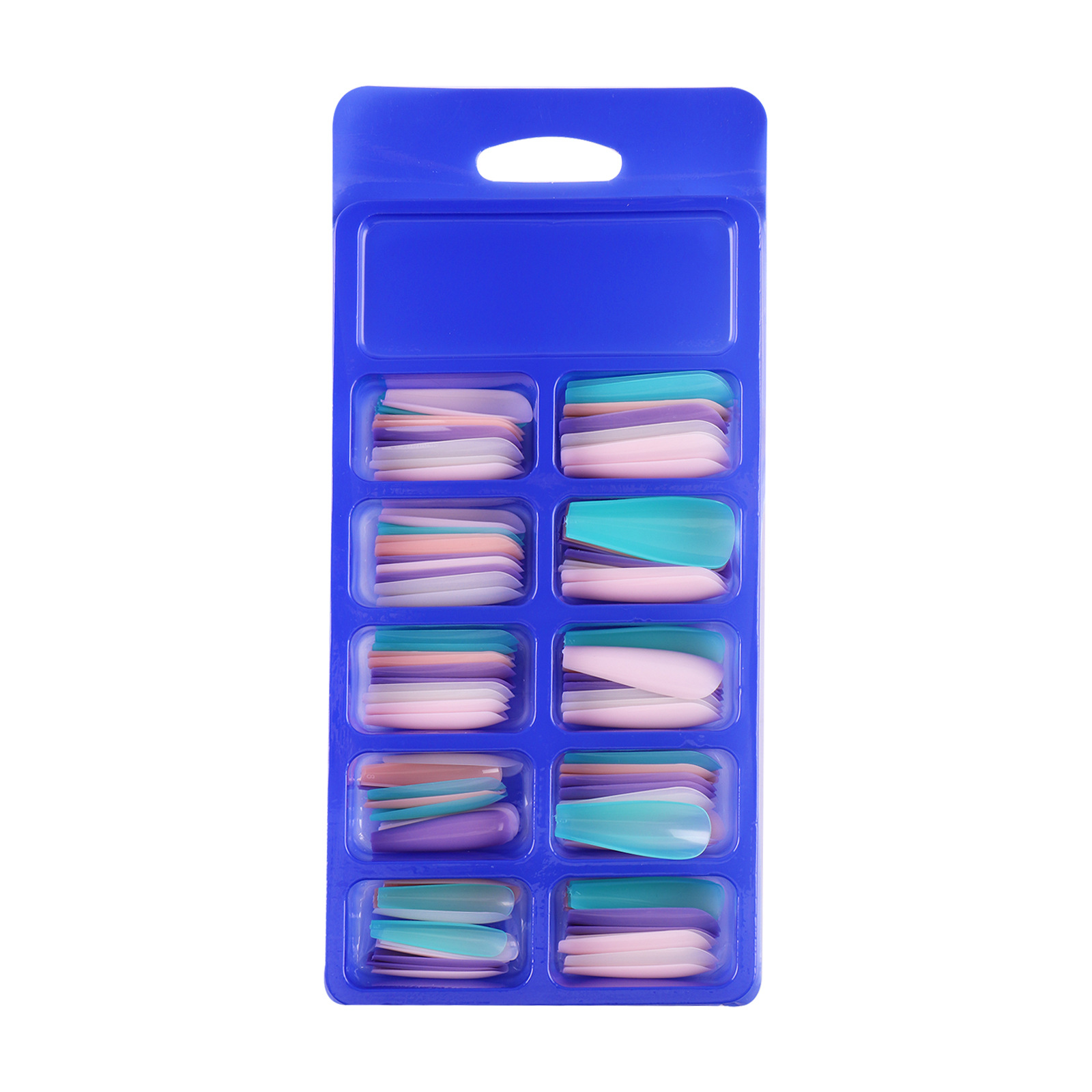 Transfronterizo de Europa y América del color sólido 100 unidades de desgaste de uñas azul caja de color parche de uñas DIY arte de uñas pieza de producto terminado venta al por mayor