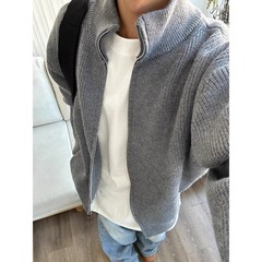 cleanfit拉链开衫立领毛衣男款秋季宽松慵懒风针织衫美式复古外套