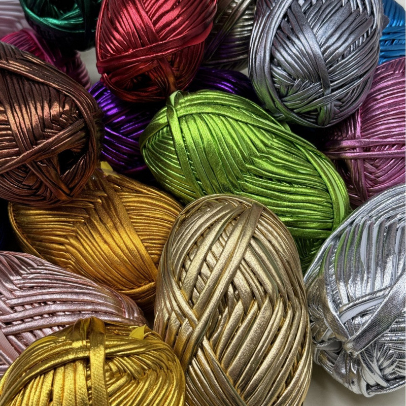 二代金属布条线银色金色手工编织包包拖鞋钩织垒德株