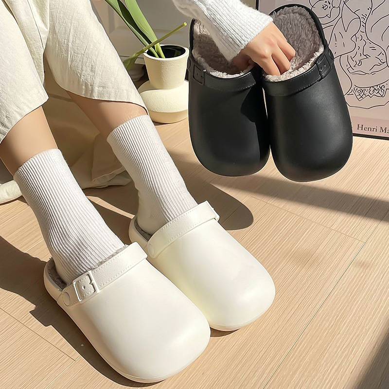 Birkenstock katoenen pantoffels voor dames herfst en winter 2026 nieuwe dikke zolen waterdicht en warm plus fluwelen antislip schoenen voor binnenshuis