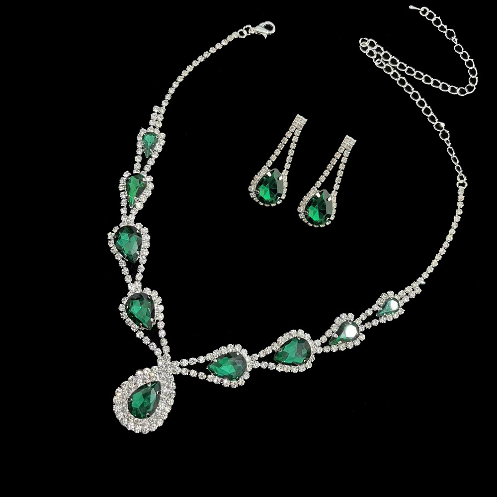 Clásico gota de agua joya collar pendientes traje simple joyería nupcial boda vestido de noche accesorios joyería de la boda para las mujeres