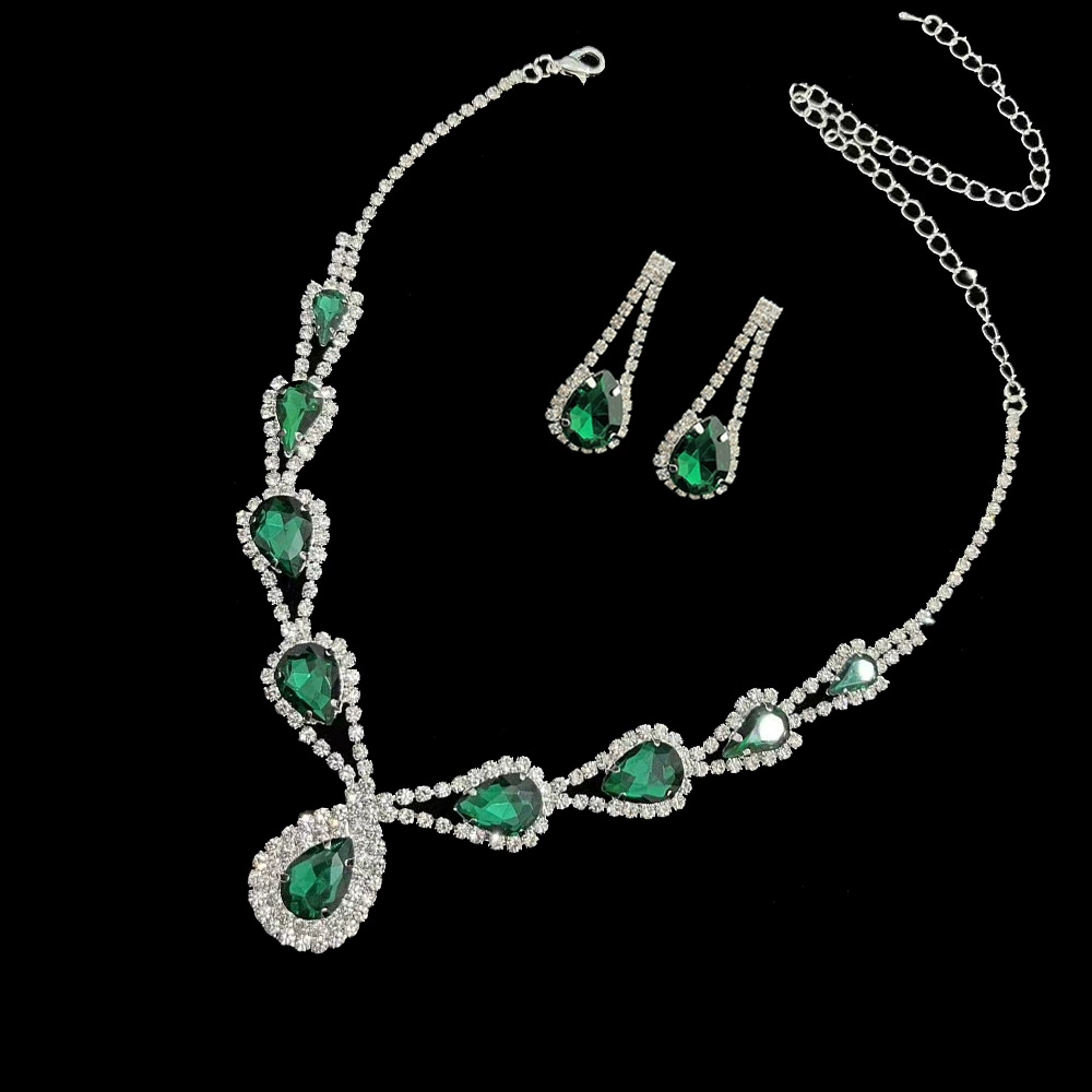 Класс pendant, ожерелье и серьги, комплект, аксессуар для невесты, свадебное платье, вечернее платье, с камнем, простой и элегантный дизайн