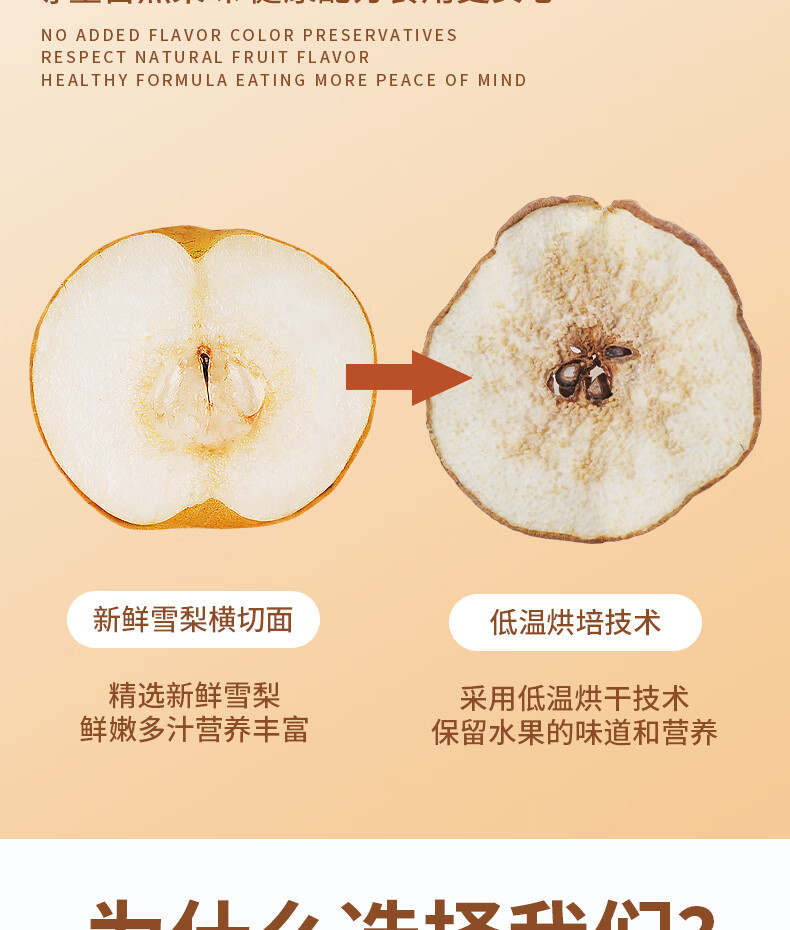Dried Snow Pear Slices Xue Li Gan 500g Low Temperature Dried Fruit for Tea and Soup key features
