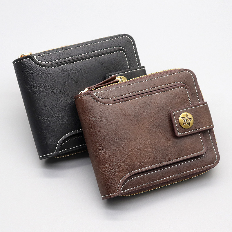 Bolso de tarjetas de hombre de alta calidad, gran capacidad multifuncional, porta tarjetas de tarjetas, cartera corta retro, bolsa de cambio de tarjetas