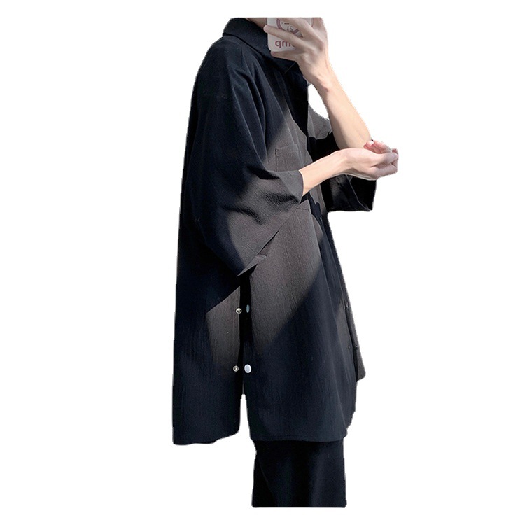 Camisa de estilo VIBE camisa de diseño juvenil de marca de moda para hombre camisa de estilo novio francés de manga 3/4 sin género