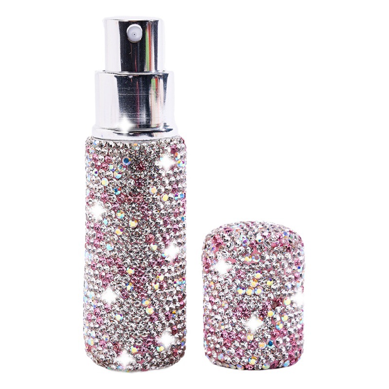 Tiktok Hot 10ml perfume sub-botella de vacío incrustado en diamantes presionando pequeña botella de muestra maquillaje mini botella de spray de viaje