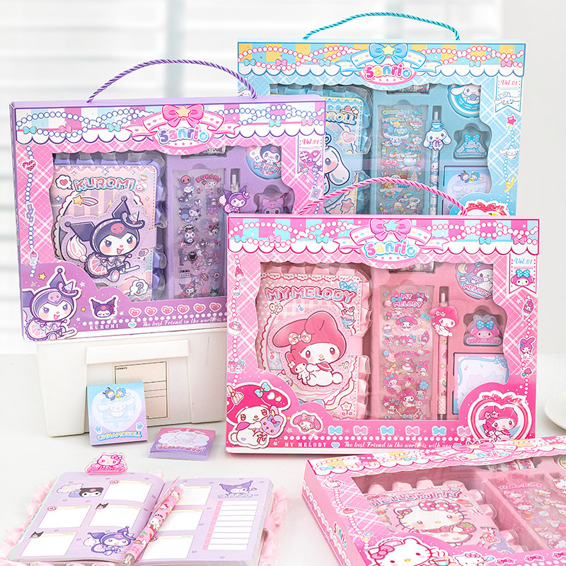 Foreign Trade Cartoon Kuromi Sanrio Creative Lace Handbag Magnetic Buckle Gift Box Set Combination Children's Gift Foreign Trade Cartoon Kuromi Sanrio Creative Lace Handbag Magnetic Buckle Gift Box Set Combination Children's Gift