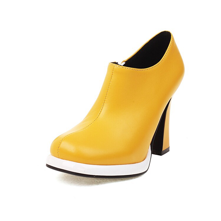 春季粗跟高跟鞋单鞋女鞋深口大码40-43外贸跨境成都侧拉链