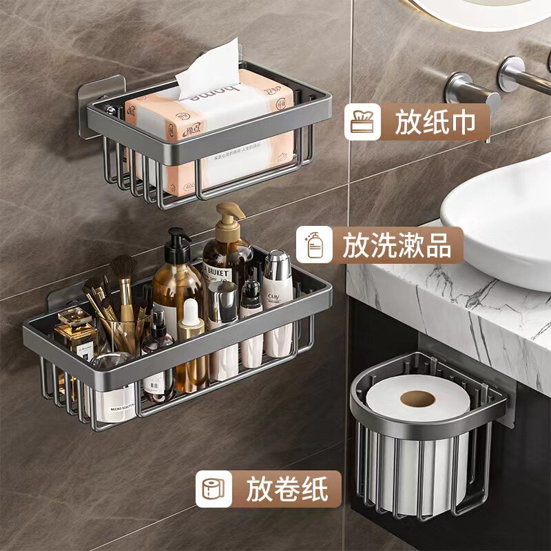 Toilet paper box toilet tissue box punch-free paper roll paper storage box toilet wall-mounted storage rack