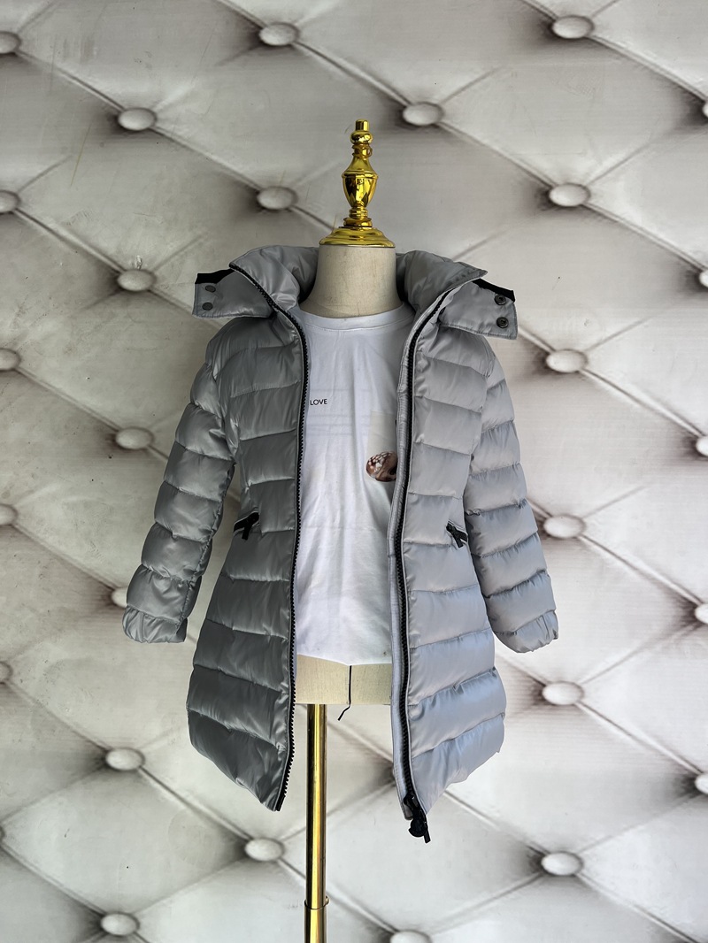 Bērnu apģērbs bērnu dūnu jakas meitenēm, sabiezētas, vidēja un liela izmēra bērnu stilīgas dūnu jakas, vidēja un gara balta pīles dūnas_voghion.com