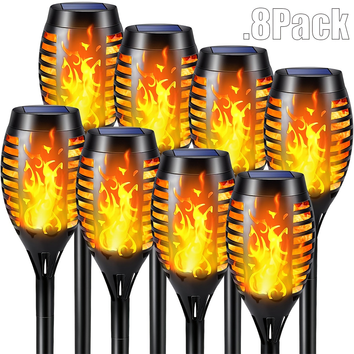 8 Pack Solar Torch Lights Outdoor Dancing Flickering Flame