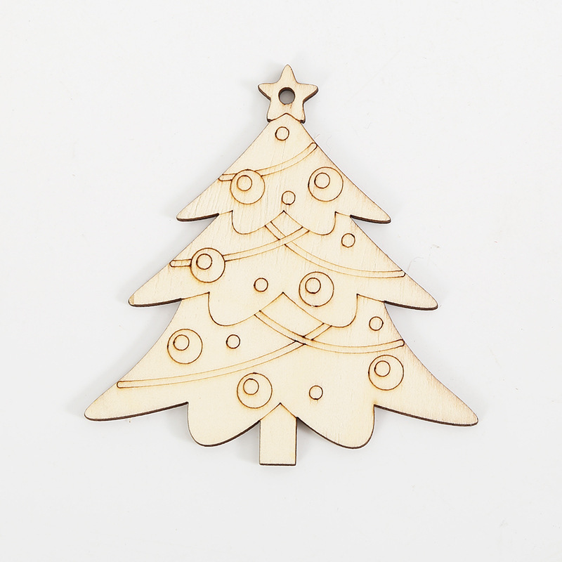 クロスボーダークリスマス装飾 diy 手描き落書き木材チップレーザーカット空白木板クリスマスツリー装飾ペンダント|undefined