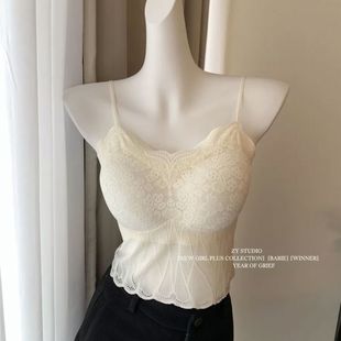 Sexy Lace Beautiful Back Underwear for Women with Breast Pads to Prevent Exposure, Tube Top, Camisole, Fixed Cup Bra