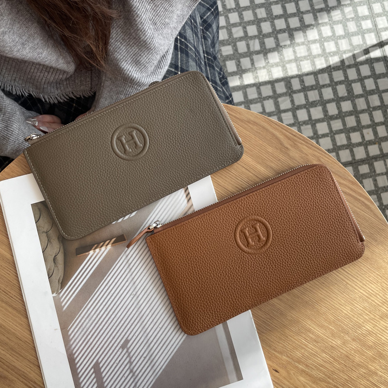 Wholesale Genuine Leather Women's Long Wallet Niche Design 2026 New Arrival Luxury Multi-Functional Zipper Purse - Thumbnail 2