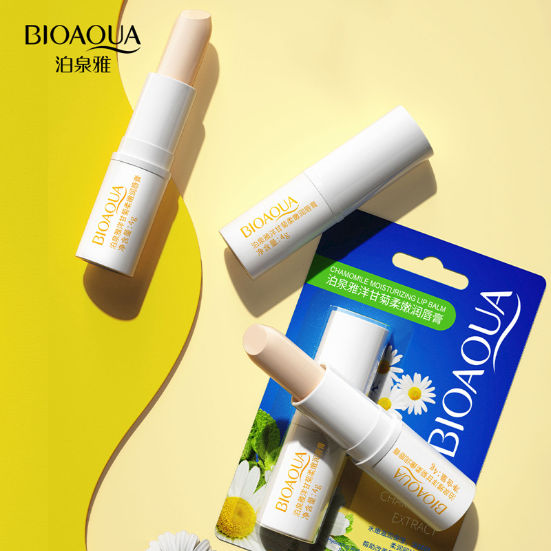 Boquanya Manzanilla bálsamo labial hidratante brillo color de labios mejora labio seco áspero cuidado de la piel bálsamo labial