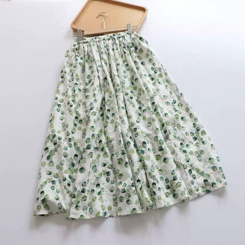 Большая распродажа: летняя плиссированная хлопковая юбка средней длины с цветочным принтом, удобная юбка в японском стиле для женщин
